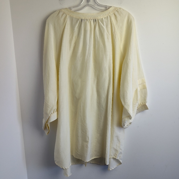 Silk Marina Rinaldi Sport blouse ivory shirt cotton lightweight 31 US 22 ruffle - Picture 14 of 15